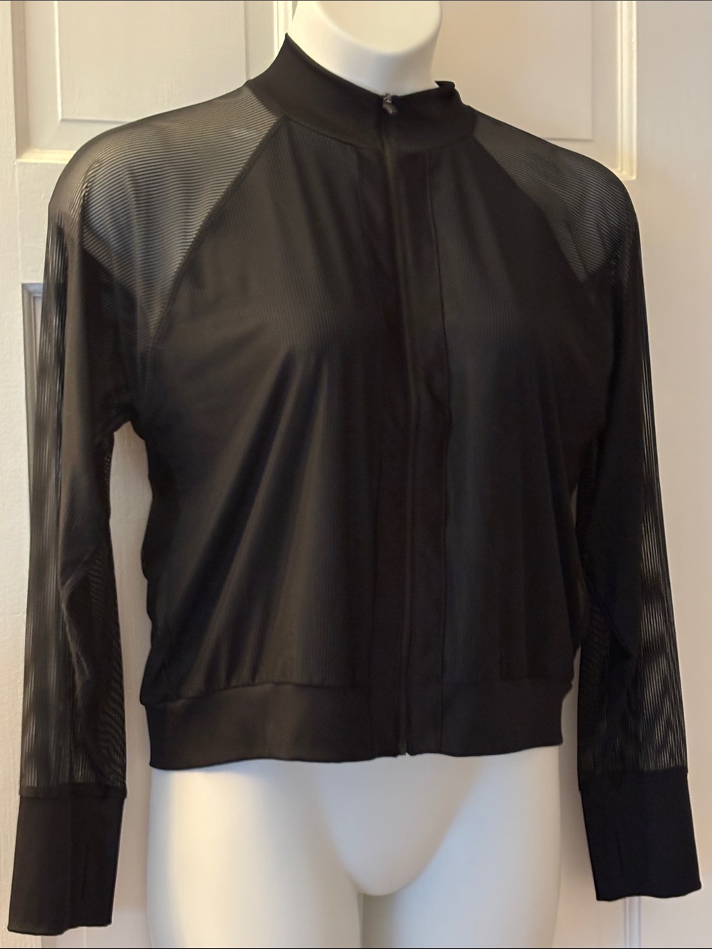 ZYIA Black Sheer-Panel WORKOUT Jacket, XL, Shear Sleeves!!